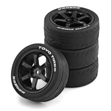 4PCS 68mm 1/10 RC Racing Car Tires Road Touring Drift Car Tyre Wheel for TT01 TT02 XV01,Black