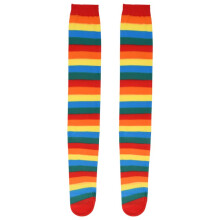 Colorful Rainbow Striped Socks Over the Knee Clown Striped Costume High Stockings for Halloween Cosplay Parties