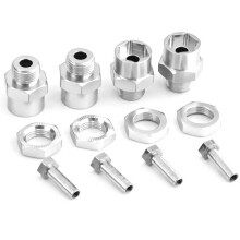 4 PCS Metal Hex Adapter 12mm um 17mm Wheel Hex Hubs Adapter Extension Conversion Nuts para 1/10 RC Car, Silver