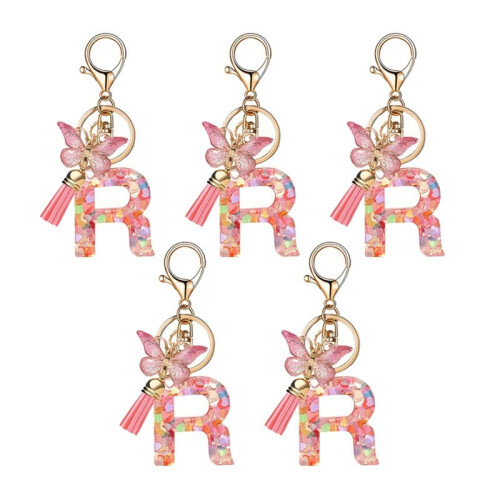 R Type Letter Pendant  Cute Initial Keychain Butterfly Keychain 1