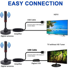 3X HD Indoor TV Antenna,Indoor Digital TV Antenna 120 Miles with Signal Amplifier Support 4K/1080P/UHF/VHF/Freeview HDTV