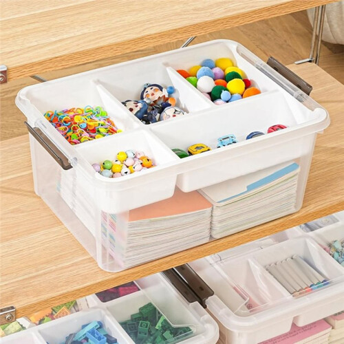 17 QT Plastic Storage Box with Removable Tray Art Supply  Organizers and Storage Stackable Storage Container 1