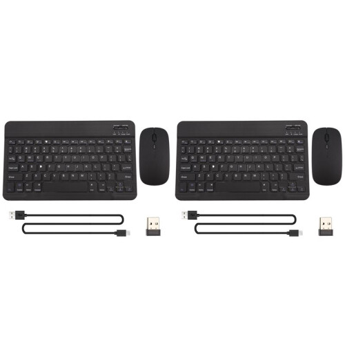 2X Ultra-Thin Silent Wireless  Keyboard and Mouse Set Suitable for Tablet Notebook  Keyboard Black 1