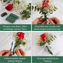 30 Pairs Floral Boutonniere Magnets Corsage Brooches Magnet for Handmade Wedding Boutonnieres Corsage Flower Pins