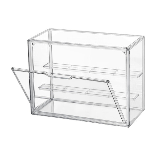 3X Clear Acrylic Display Case 3 Tier Display Shelf, Stackable Protection Showcase with Magnetic Door for Action Figures 2