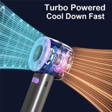 Portable Turbo Fan 100 Gears Wind Speed Hand Held Fans with Hiking Hook,Type-C Rechargeable Desk Stood Air Cooler B