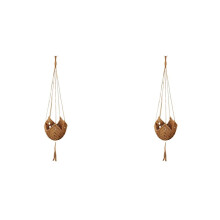 2X Boho Makramee Jute Häkel-Hängeampel, Langer Pflanzenhänger für Töpfe Von 7,5 Bis 30 cm Durchmesser, für Drinnen und Draußen