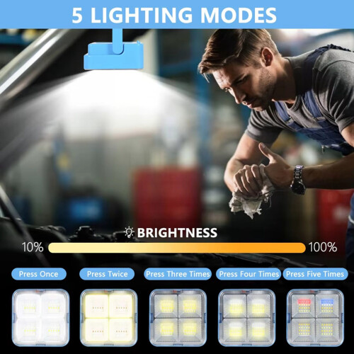 5X Rechargeable Solar LED Spotlight - USB Outdoor Floodlight, Powerful Projector Construction Lamp