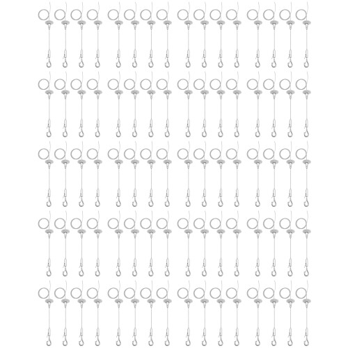 80 Pack 6ft Ceiling Sign Hanger Wire Kit, 2m Adjustable Suspension Hanging Cable Wire with Hook Wall Mount Cable