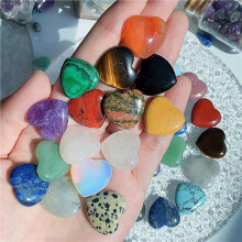 45Pcs Natural Love Stone Quartz Clear Quartz Eye Heart Set Thumb Gemstones Meditation 0.8 Inch