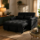 (Black Linen) 2 Seater Sofabed Reversible Pull-Out Sleeper Corner Sofa Linen Fabric Chaise Sofa Bed 6
