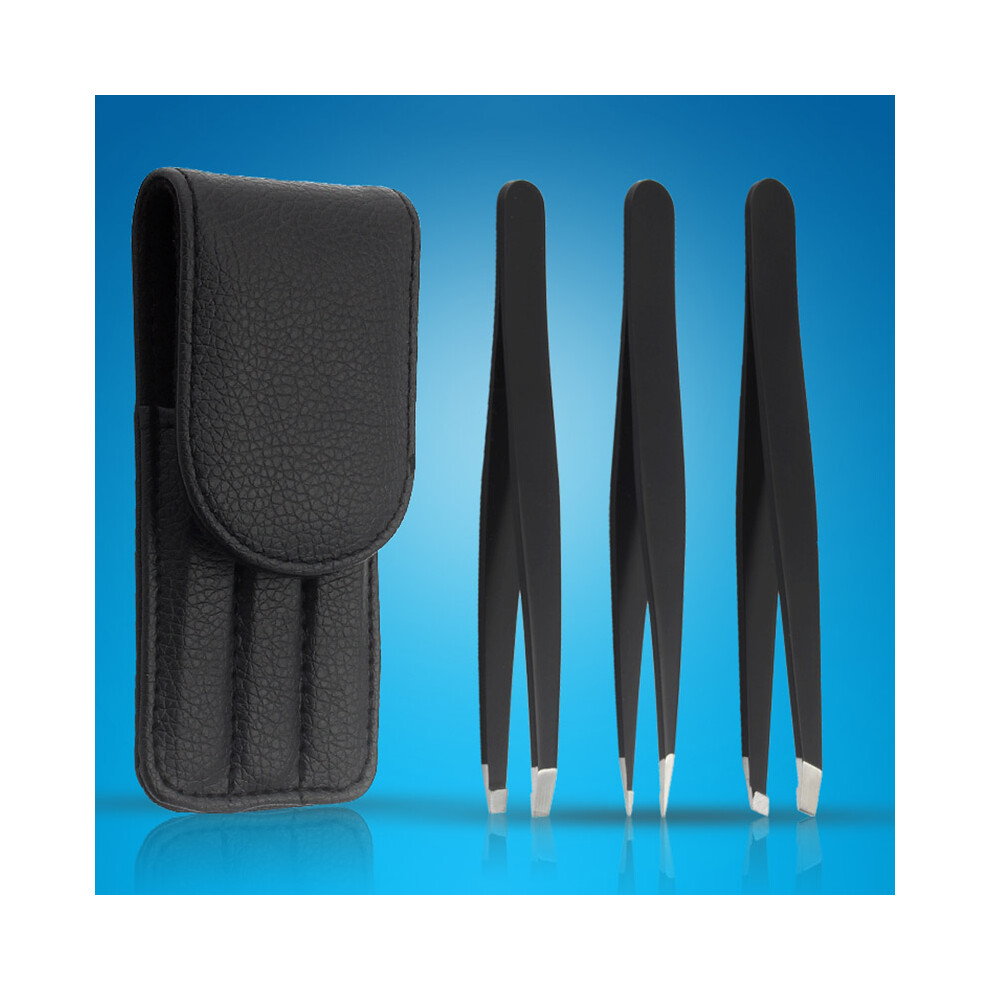 Roc-Electron 3Pcs Stainless Steel Eyebrow Tweezers Set