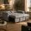 (Grey Linen) 2 Seater Sofabed Reversible Pull-Out Sleeper Corner Sofa Linen Fabric Chaise Sofa Bed 4