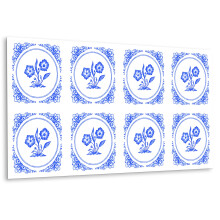 Panneau Décoratif En Vinyle 100 x 50 cm, Adhésif Permanent Pour Mur Fleur D'Azulejo
