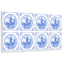 Panneau Autocollant Pour Rénovation Murale 100 x 50 cm, Finition Vinyle Moulin À Vent De Style Azulejos