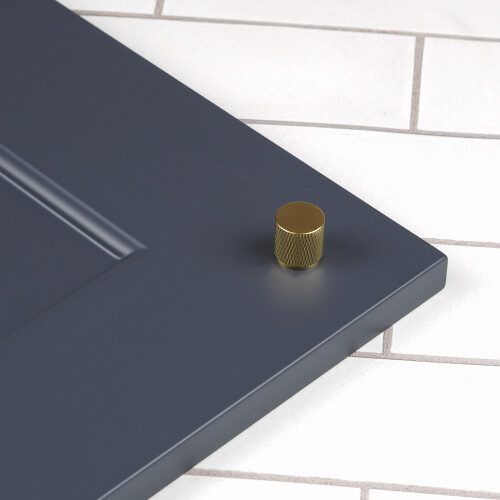 (20mm Knob	) Satin Brass Knurled Solid Bar Handles & Knobs