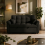 (Black Linen) 2 Seater Sofabed Reversible Pull-Out Sleeper Corner Sofa Linen Fabric Chaise Sofa Bed 4