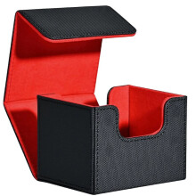 Caixa para Baralho - Estojo de Couro PU para Armazenamento de 100 Cartas com Sleeves, Fecho Magnético Forte, Preto