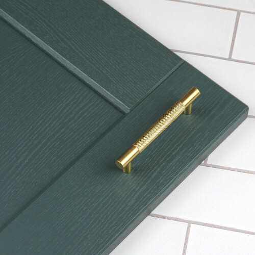 (96mm Handle) Satin Brass Knurled Solid Bar Handles & Knobs 1