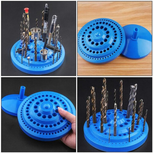 2PCS Drill Bit Storage Case Stand Round Shape Hard Plastic Container Household Tool 1