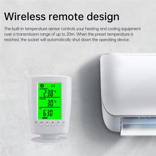 TS-2000 0-60 Temperature Control Socket Thermoregulator LCD Display Wireless Heating Cooling Program B UK Plug 1