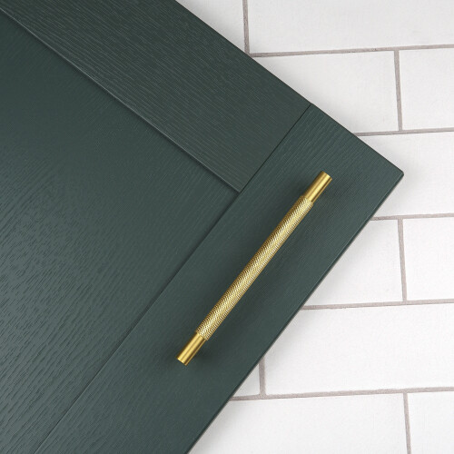 (160mm Handle) Satin Brass Knurled Solid Bar Handles & Knobs 1
