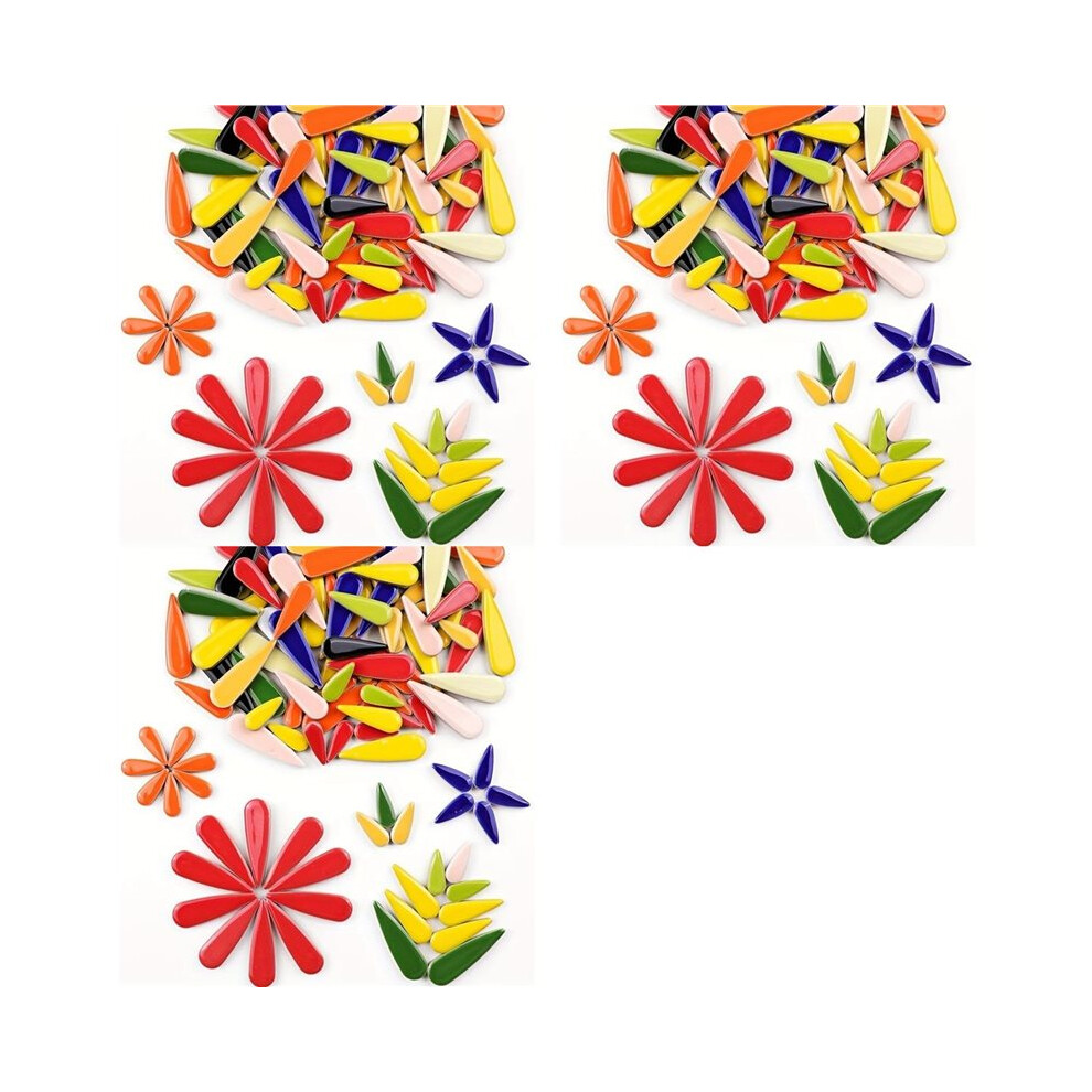 3X 100G Pack Droplet-Shaped Ceramic Mosaic Tiles, Diy Handmade Colorful Irregular Shaped Ceramic Pieces For Crafting 6034185498318