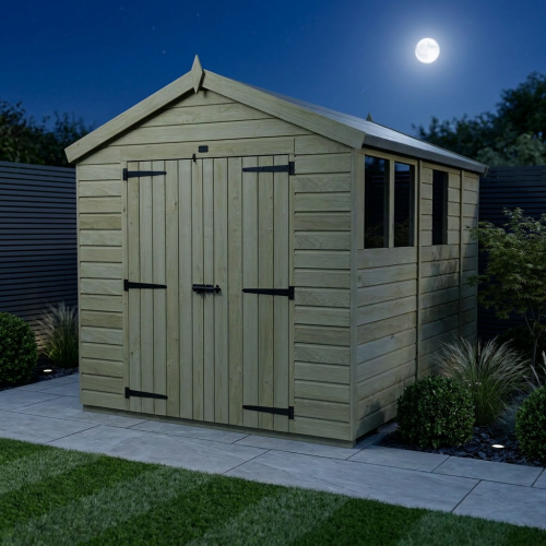 8 x 9 Apex Shed Tanalised (Double Door, With Windows) 2