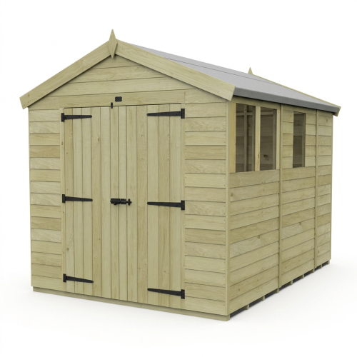 8 x 9 Apex Shed Tanalised (Double Door, With Windows) 1