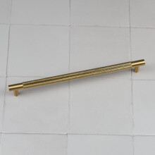 (224mm Handle) Satin Brass Knurled Solid Bar Handles & Knobs