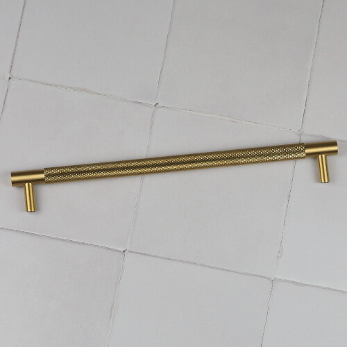 (224mm Handle) Satin Brass Knurled Solid Bar Handles & Knobs 2