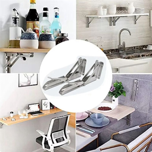 Stainless Steel Folding Angle Bracket Triangle Shelf Heavy Support Adjustable Wall Mounted Stand 16inch 1