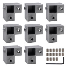 8 PCS 1In/25 mm Square Tube Connector, 3-Way Pipe Fitting Connector Aluminum Alloy Tee Chain End Rails Clamps B