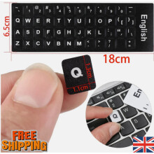 English UK BLACK Stickers with White Letters - laptop,PC,computer, keyboard