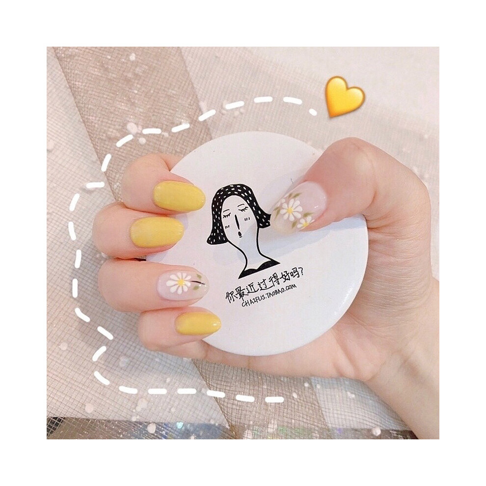 Dcph-Clothing 24Pcs Glossy Yellow Daisy Fake Nails