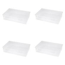 4X Organizador de Arquivo de Plástico Caixa de Armazenamento Quadrada Transparente Caixa de Armazenamento Caixa de Armazenamento de Arquivo S