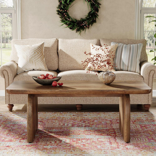 Tribesigns Tribesigns Rectangle Coffee Table, 47-Inch Wood Rectangular Living Room Table,Rustic Brown 2