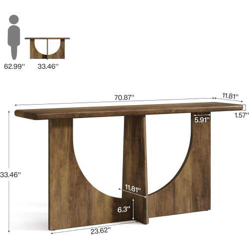 Tribesigns Tribesigns Console Table for Entryway  71-Inch Farmhouse Entryway Table, Rustic Brown 1
