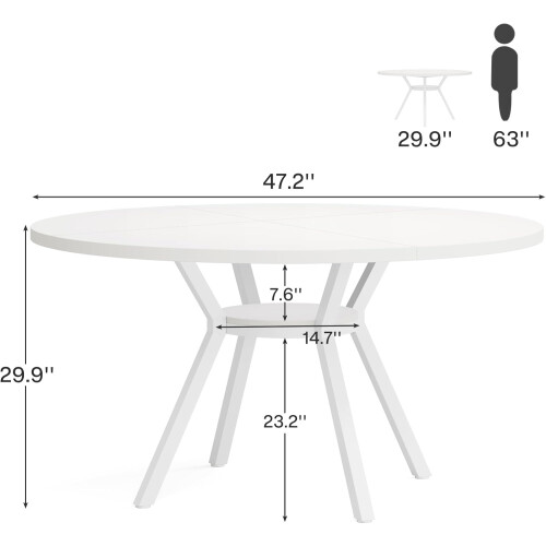 Tribesigns Tribesigns Round Dining Table  120CM Large Kitchen Tables for 6-8 People(White) 1