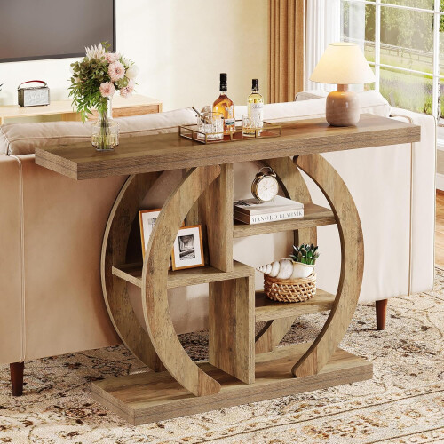 Tribesigns Tribesigns Console Table 108 cm, 4-Tier Sofa Table Entryway Table(Light Oak Brown) 1
