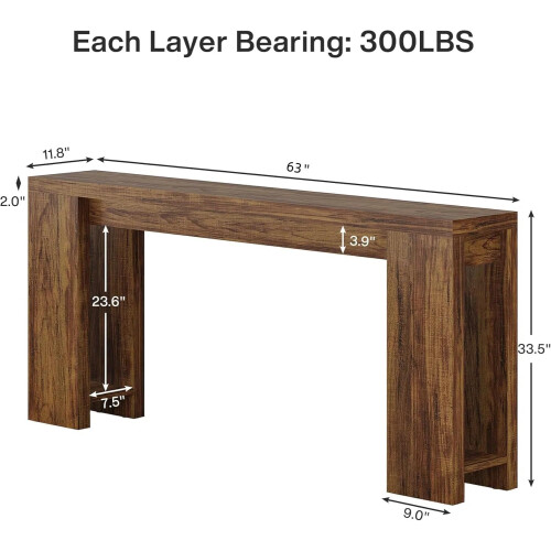 Tribesigns Tribesigns 63-Inch Extra Long Console Table  Farmhouse Wood Sofa Table, Dark Brown 1