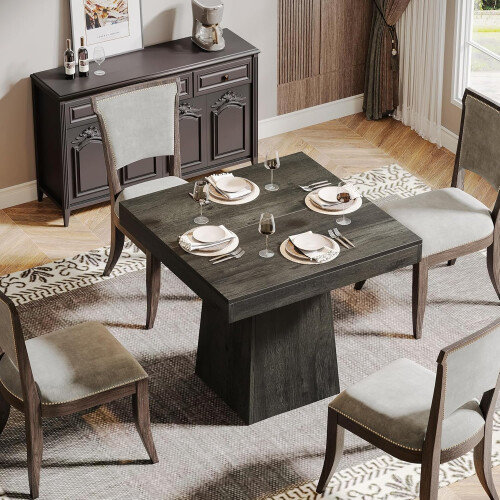 Tribesigns Tribesigns Dining Table for 4  80cm Square Kitchen Table , Grey 1