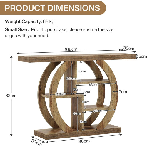 Tribesigns Tribesigns Console Table 108 cm, 4-Tier Sofa Table Entryway Table(Light Oak Brown) 2