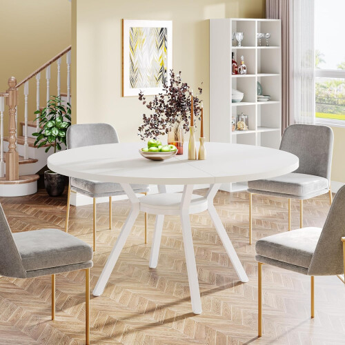 Tribesigns Tribesigns Round Dining Table  120CM Large Kitchen Tables for 6-8 People(White) 2