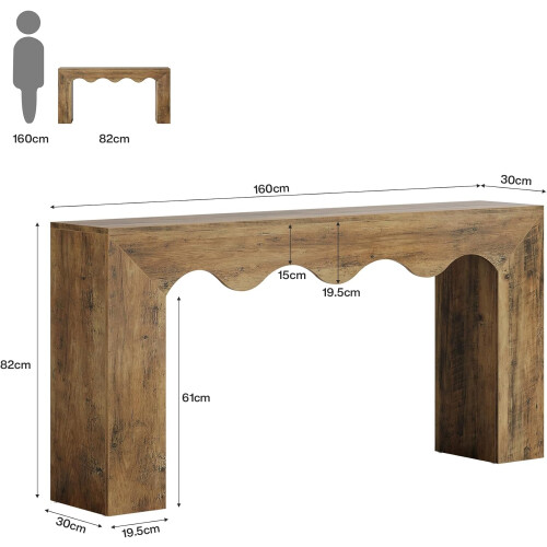 Tribesigns Tribesigns 160 cm Console Table, Narrow Entryway Table with Wavy Design, Rustic Brown 1