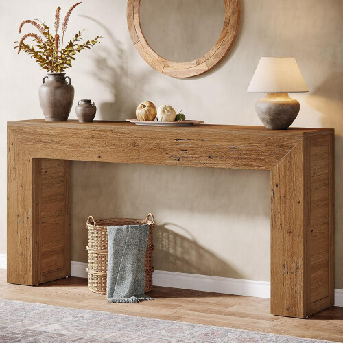 Tribesigns Tribesigns 160 cm Extra Long Console Table  Farmhouse Wood Sofa Table Light Brown 2