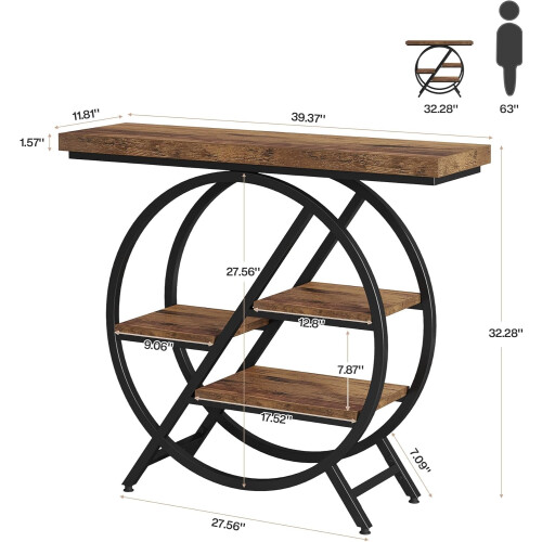 Tribesigns Tribesigns Console Table  39.4-Inch Entryway Table with Thickened Tabletop  4- Tier(Rustic Brown) 1