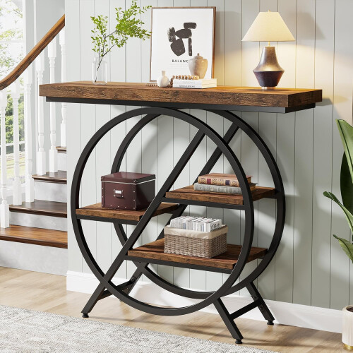 Tribesigns Tribesigns Console Table  39.4-Inch Entryway Table with Thickened Tabletop  4- Tier(Rustic Brown) 2