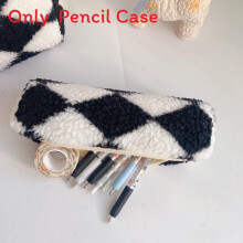 (Black) Makeup Plush And Pen Bag With Spacious Design For School Travel And Use