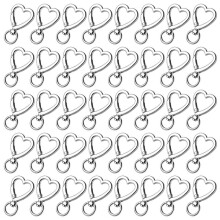 Heart Shape Keychain, 40pcs Silver Heart Carabiner Clips for Keys, Snap Hook Keychain Clip for Wristlets, Card Holders
